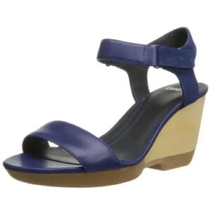 Camper Navy Luna Leather Wedged Sandals